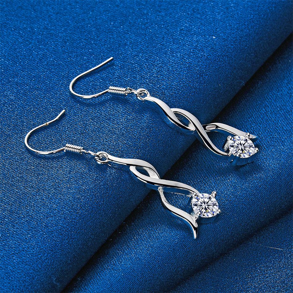 Exquisite 925 Sterling Silver Twisted and Wrapped Zirconia Earrings for Women - Fashionable Party Gifts and Wedding Accessories