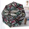 Green Dragonfly Themed Folding Umbrella Fashion Auto-Open 8 Iron Ribs Plastic Handle Foldable Sunshade Perfect Christmas Gifts