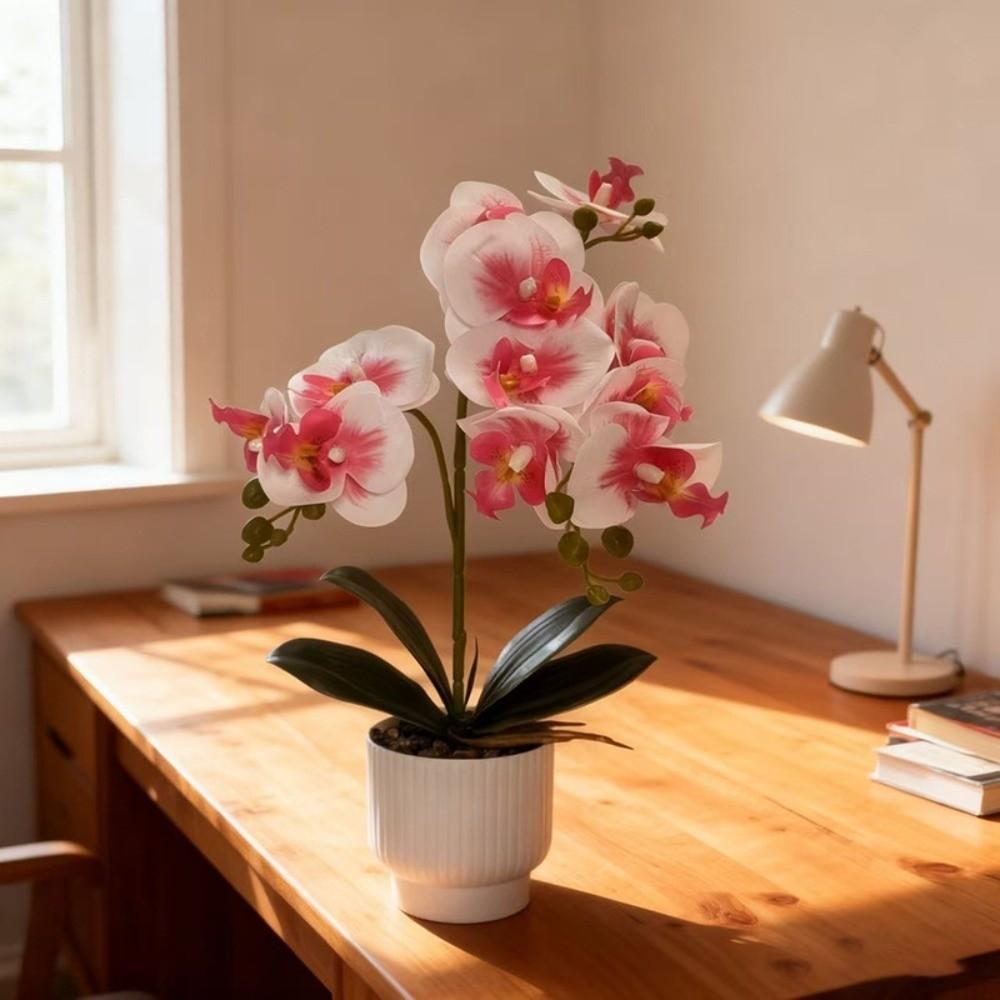 

Multi-Bloom Simulated Butterfly Orchid White Flower Pot DIY Artificial Orchid Bonsai Faux Flowers Artificial Faux Plants