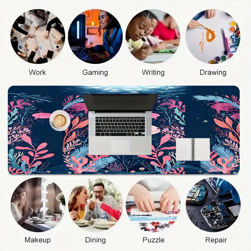 Underwater Fantasy Xl Gaming Mouse Pad Nonslip Rubber Base Stitched Edge Waterproof Desk Mat For Pc Laptop Gamer Office Computer Accessories C927666