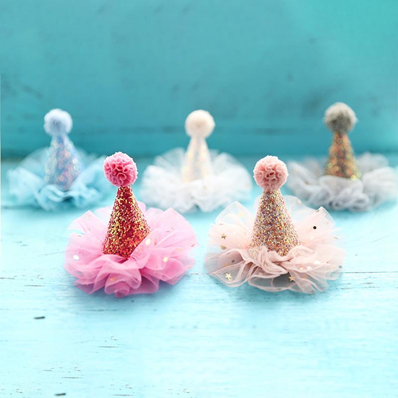 Glitter Birthday Hat Hair Accessory Shiny Star Decor Headwear for Kids Birthday Party Holiday Cosplay Dress Up Favors