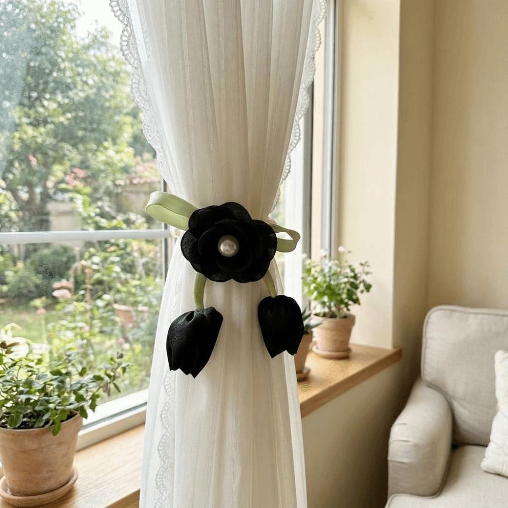 Beautifully Flowers Curtain Straps Magnetic Sheer Curtains Tiebacks Pearl Curtain Buckle  Bedroom