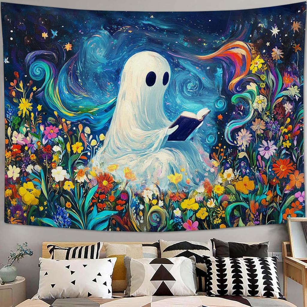 Skeleton Lovers Tapestry Floral Skull Aesthetic Tapestries Horror Gothic Hanging Wall Art Decor Home Decoration for Bedroom Livi