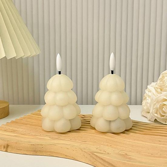 Warm White Decorative Lighting Christmas Tree Shaped Flameless LED Candles, Battery Operated Flickering Candle Themed Accent Light, Holiday