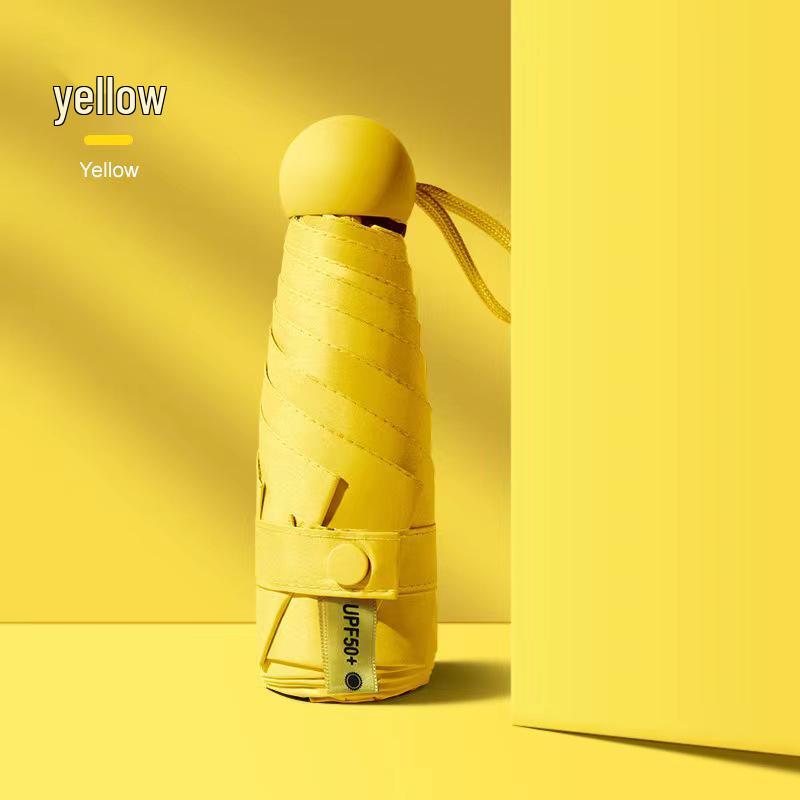 New Macaron Color Five-Fold Ultra-Light Sun Protection Compact Mini Umbrella with Buckle Handle
