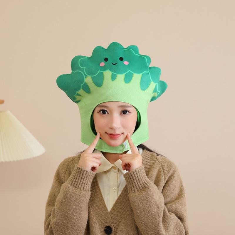 

Vegetable Hat Broccoli Print Headband Photo Prop Cartoon Costume Headpiece Performance Prop 37x33CM зелений