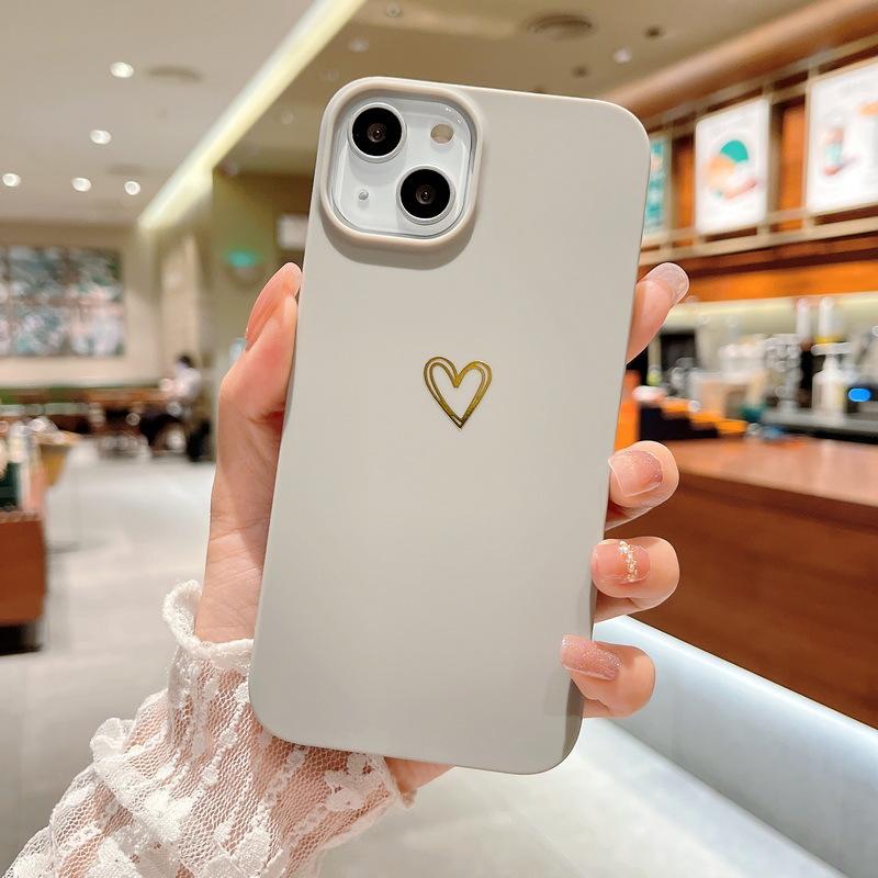 Applicable to iPhone13 bronzing love mobile phone case 12PRO simple solid color 11 anti-drop protective case XSMAX soft case