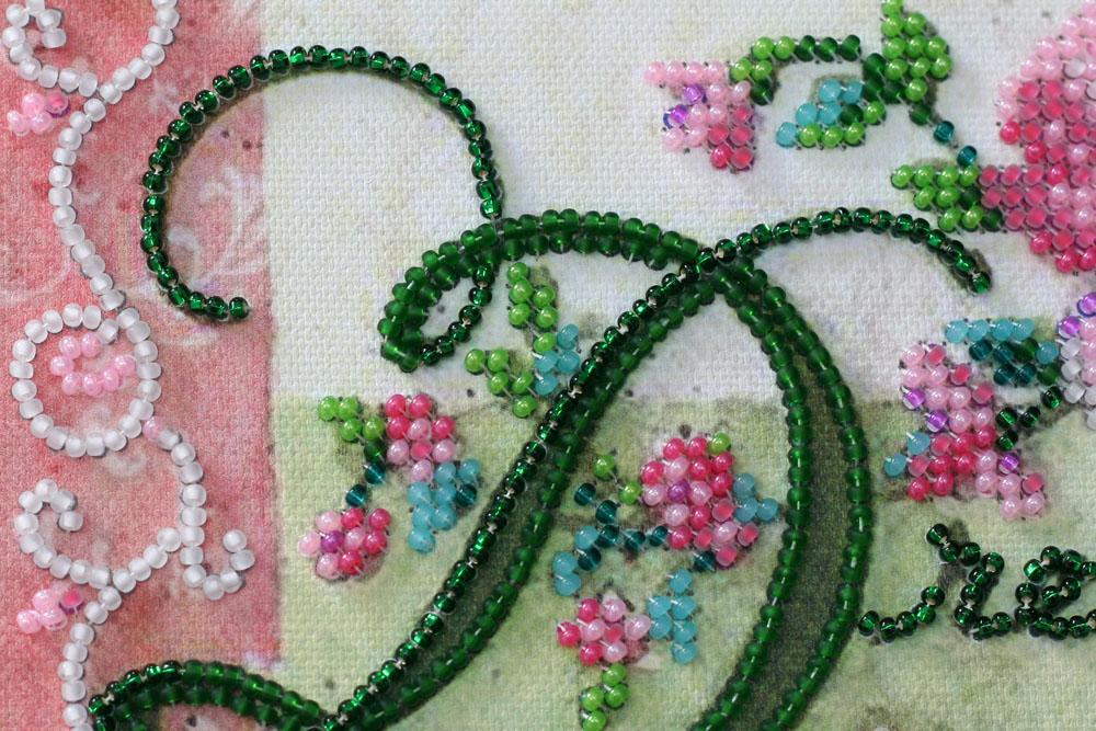 Mini Kit for Embroidery with Beads On Natural Artistic Canvas Abris Art Believe Love Dream