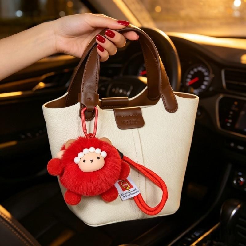 Portachiavi Peluche Pecora Cartone Animato Con Morbido Materiale di Lana Per Regalo E Decorazione Borsa