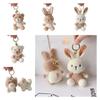 Milk Tea Bunny Plush Keychain With Short Plush Material For Teen Gift