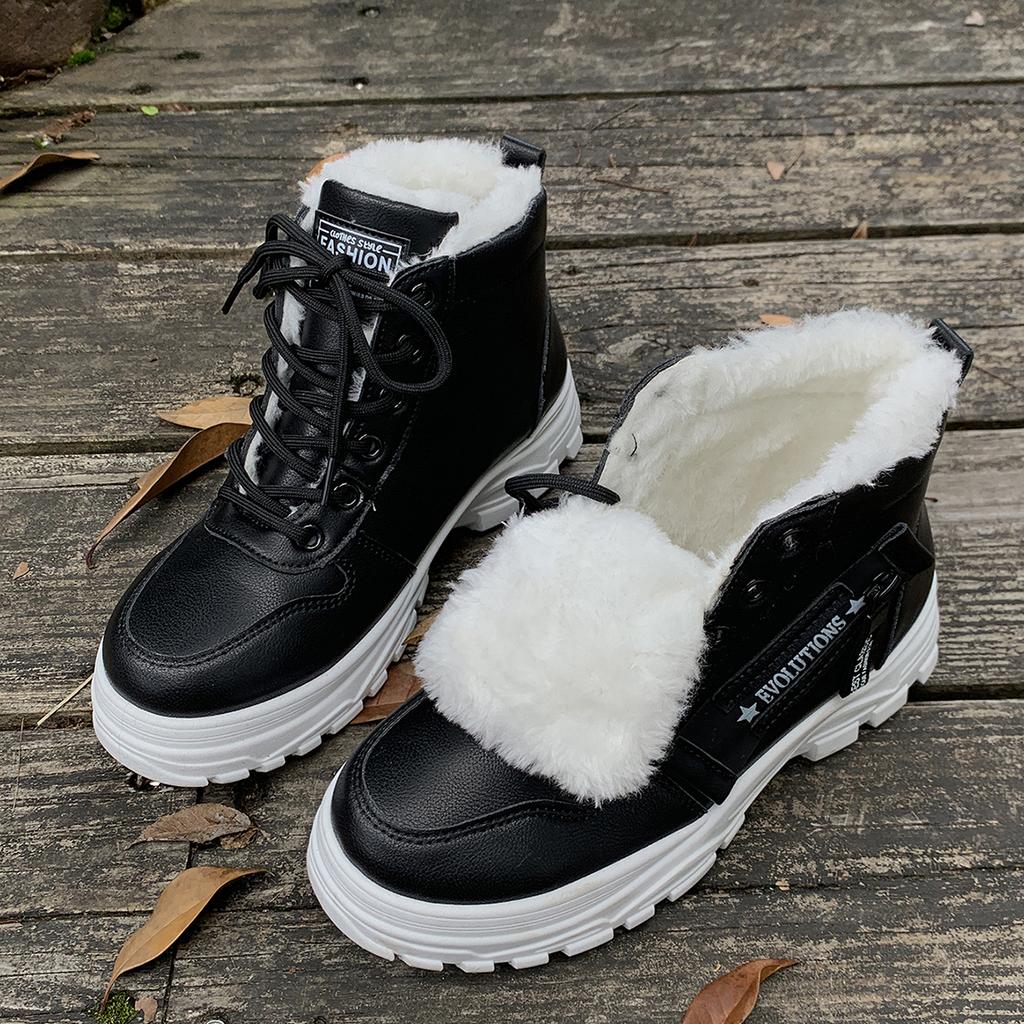 Fashion Thicken Plush Warm Ankle Boots for Women Fashion Thick Sole High Top Winter Sneakers Woman Comfort Non Slip Fur Lined Snow Boots