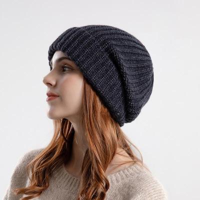 Cappello da donna in lana autunno inverno con testa grande e pullover lavorato a maglia con protezione per le orecchie calda