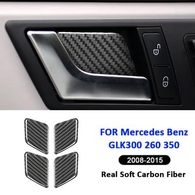 Carbon Fiber Car Inner Door Pull Handle Bowl Ring Panel Cover Decoration Sticker For Mercedes Benz GLK 300 260 350 2008-2015