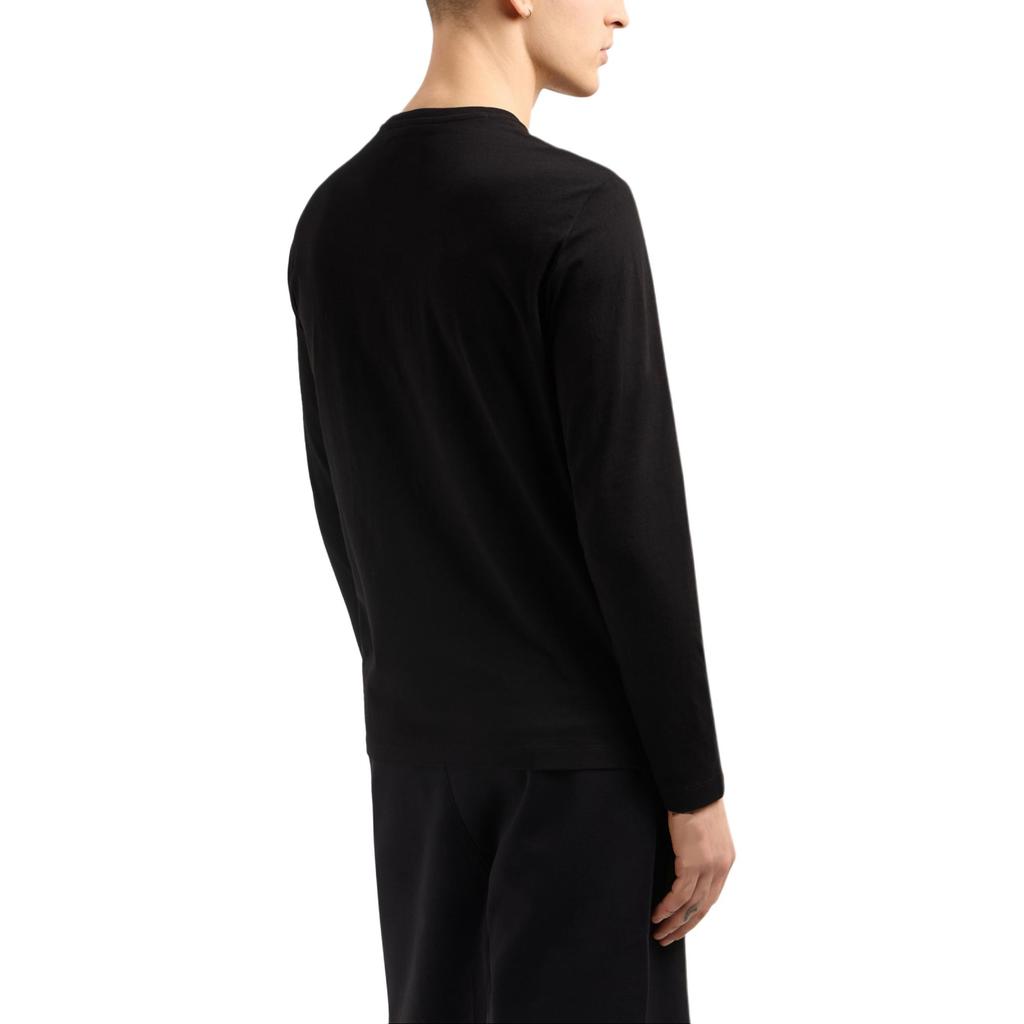 Emporio Armani Logo Embroidered Crew Neck Long Sleeve T-Shirt Men tops Black XM000364-AF12308-UC001