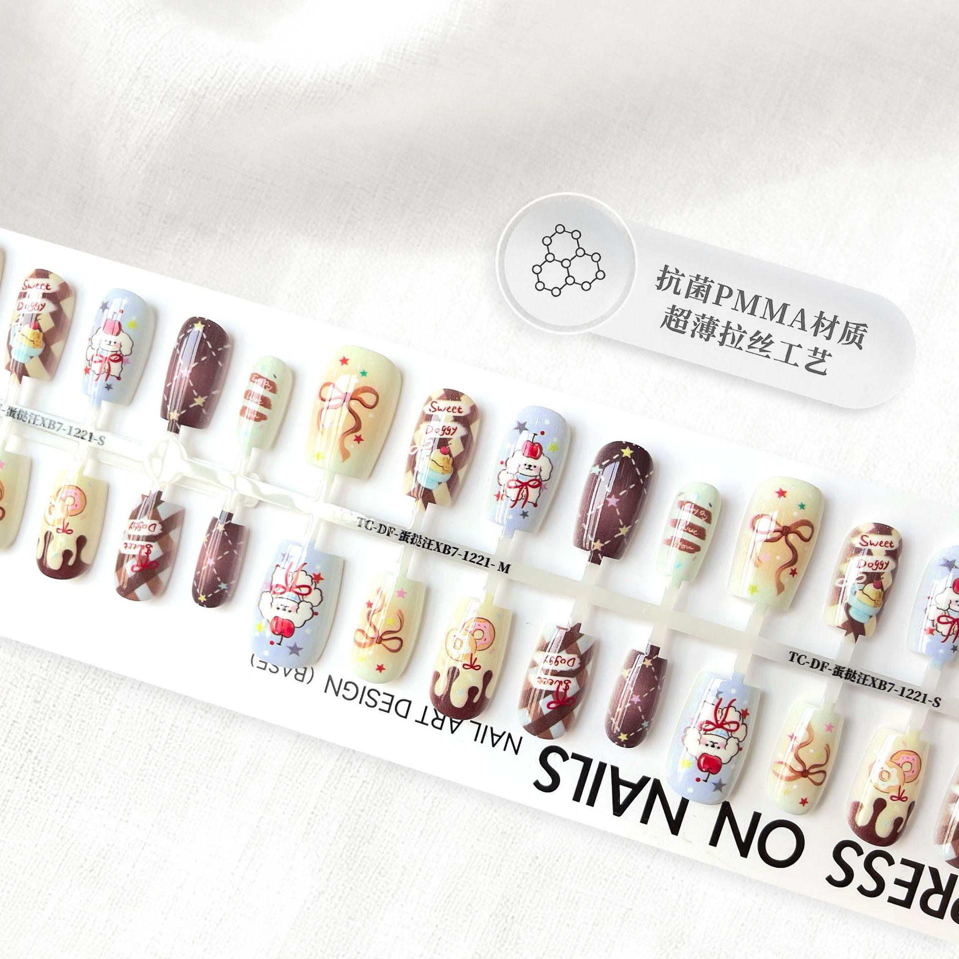 

Hot-Selling Wearable Short French Cartoon Rabbit False Nail Tips Stickers No Topcoat (4 sets per strip)