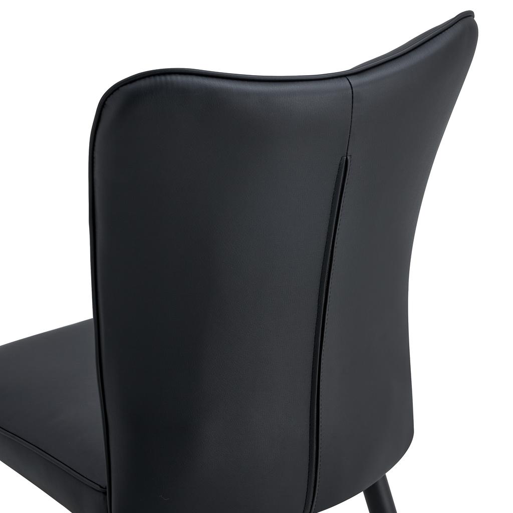 Set of 2 Black PU Dining Chairs, 89 cm High, Modern Design