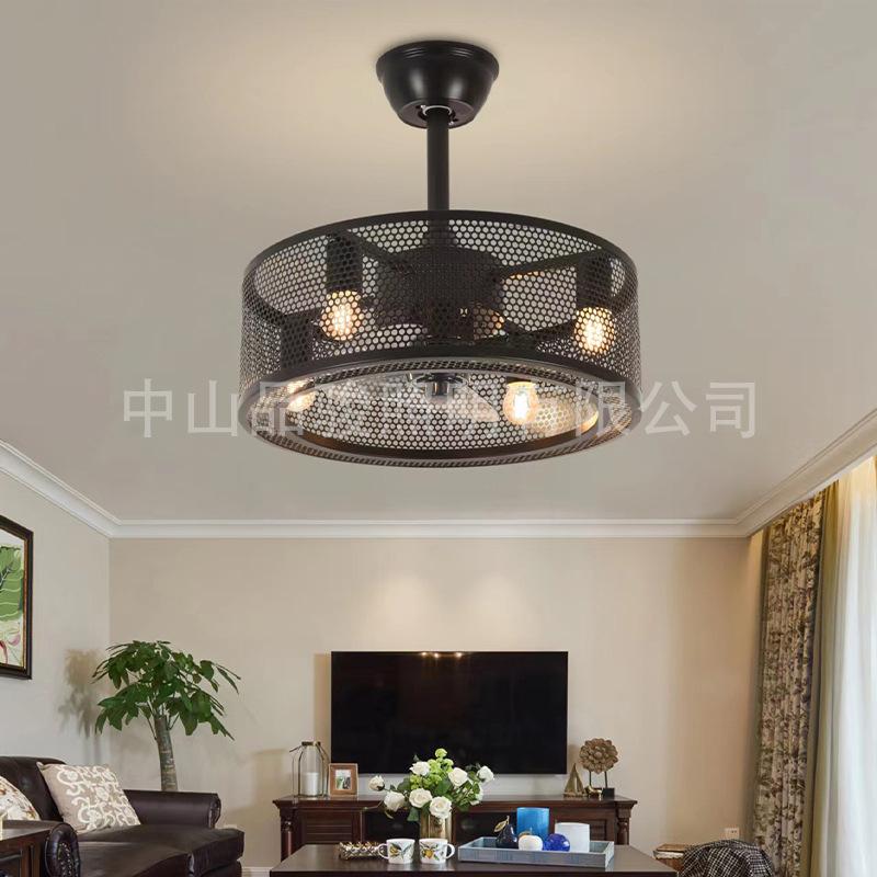 European creative ceiling fan lamp kit with remote control, replaceable E27 bulb and adjustable speed