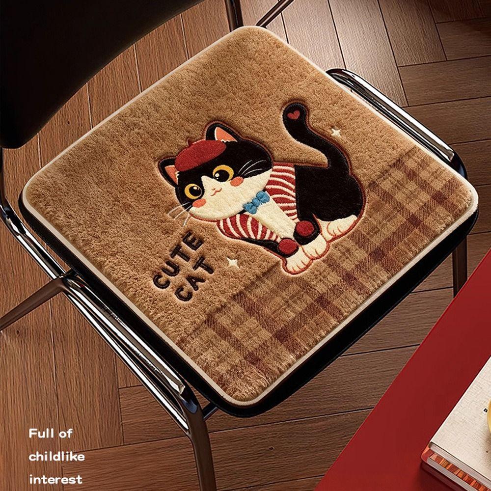 Imitation Cashmere Dining Chair Pad Anti-slip Seat Cushion Cute Chair Cushion  Home Seating