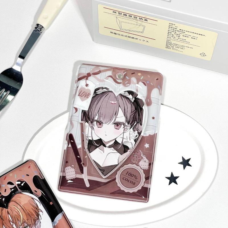 Älska Choklad PVC-Korthållare med Kedja 3 Tum Kpop Fotokortsfickor Kreativ Fotoram Skyddsfodral Kawaii Gåvor 2025