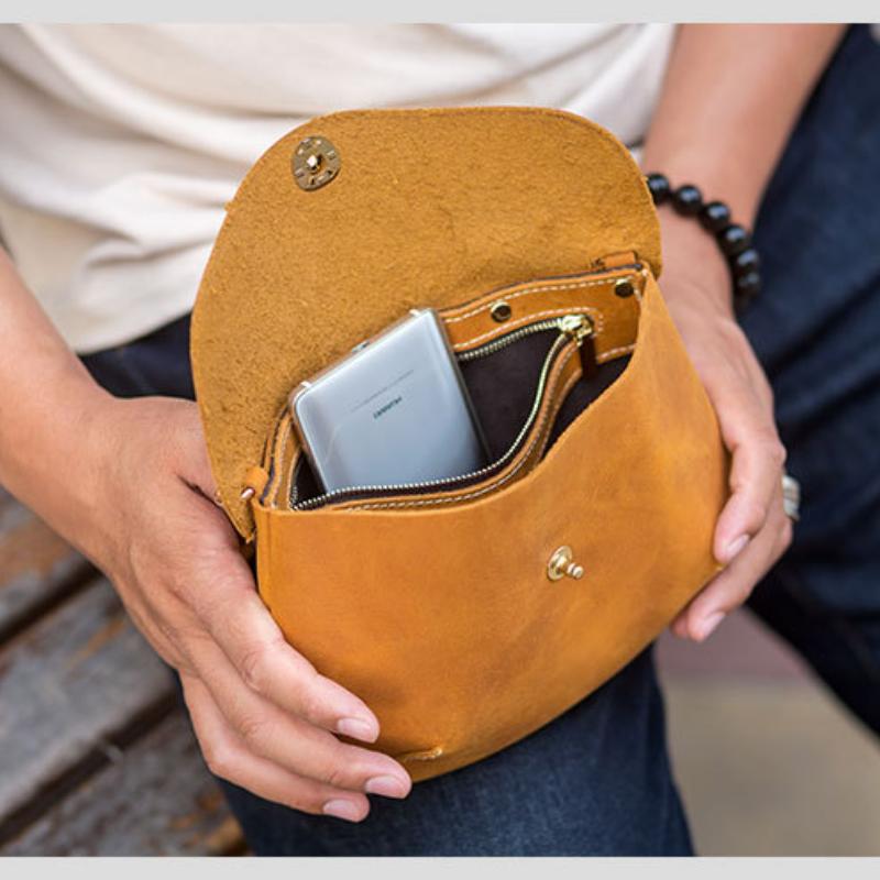 Johnature Ručně vyráběná retro kožená taška Crazy Horse Dámská taška Volný čas Přírodní hovězí kůže Kabelka Tašky přes rameno na mobilní telefon