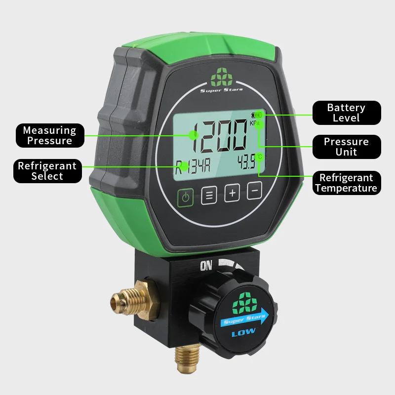Electronic Fluoride Gauge Digital Display Manifold Tester Refrigerant Vacuum Pressure Gauge Air Conditioning Leak Detection DSZH