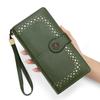 Women's Oil Wax Leather Zipper Wallet with Coin Purse & ID Holder