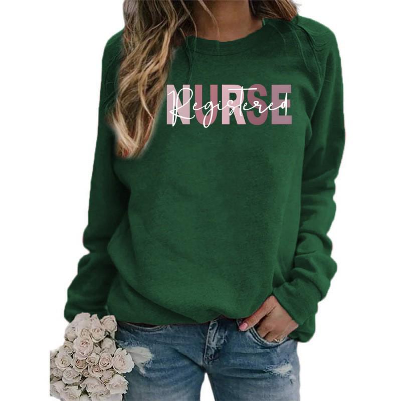 Cross-Border Registered Nurse Women's Round Neck Casual Loose Sweatshirt, European Size