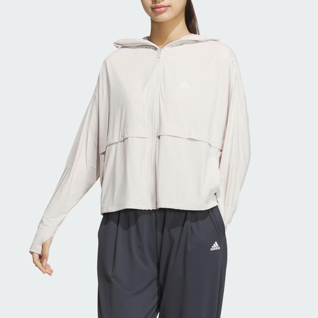 Adidas UPF50+ Sun Protection Sports Casual Hooded Jacket Women Jacket Earth-Brown JI7597