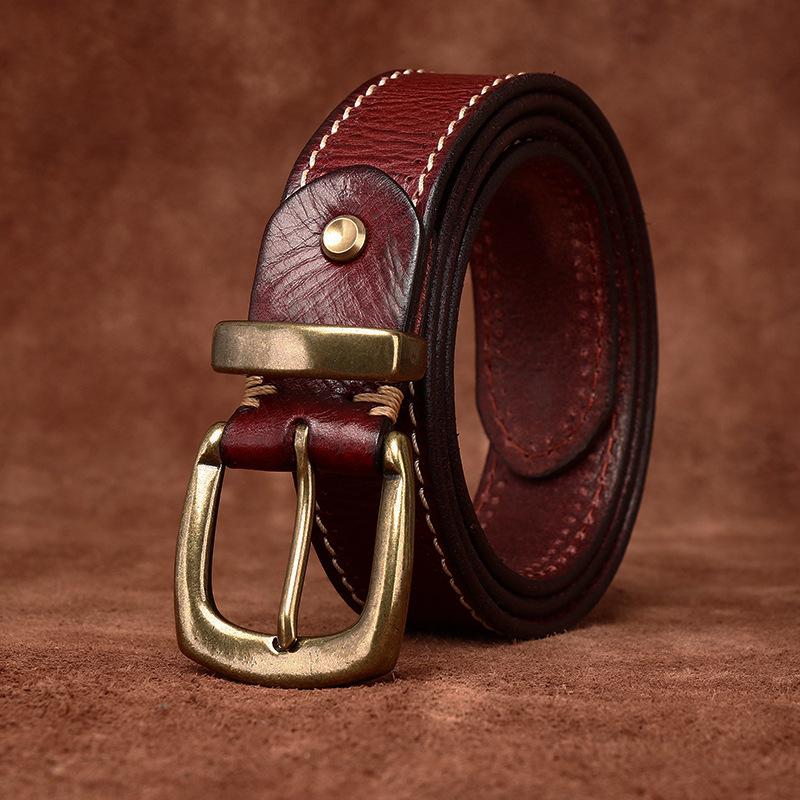 Pásek Pánská móda Trend Retro Snadné ladění První vrstva Hovězí kůže Kožená Spona Mládež Běžné džíny Pásek Pánské