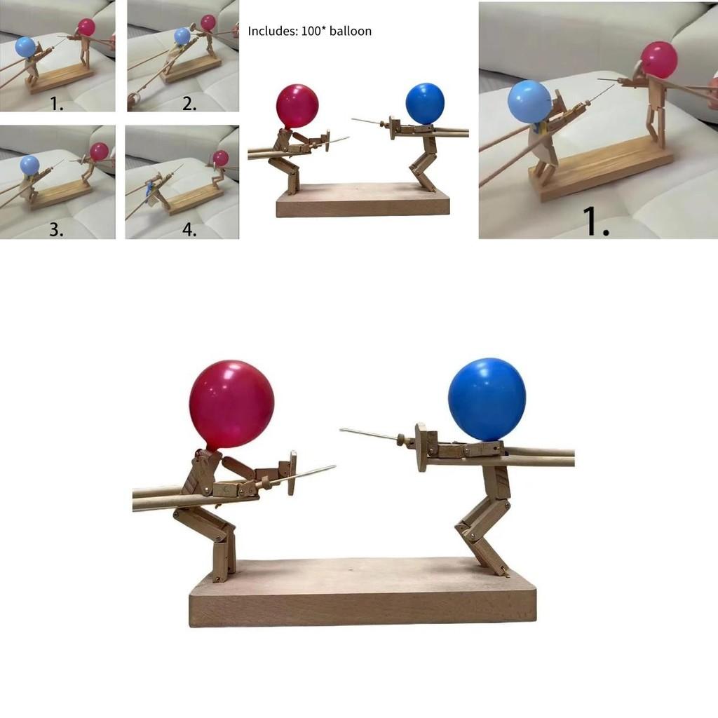 Charming Handmade Wooden Fencing Puppets With 400 Balloons Perfect For Imaginative Play