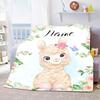 Personalized Name Blanket Cartoon Animal Digital Print Flannel Blanket Fun Gift Blanket