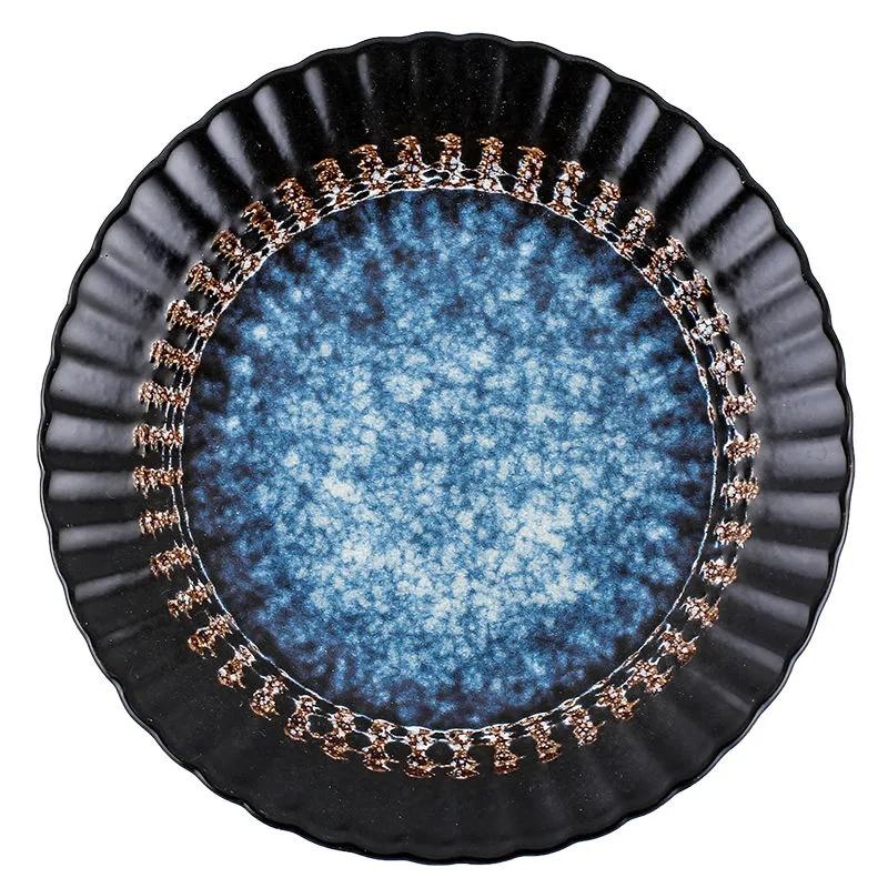 Plate Japanese-style Round Ceramic Tableware Steak Plate Salad Plate Fruit Plate Vegetable Plate Household Western Food Plate