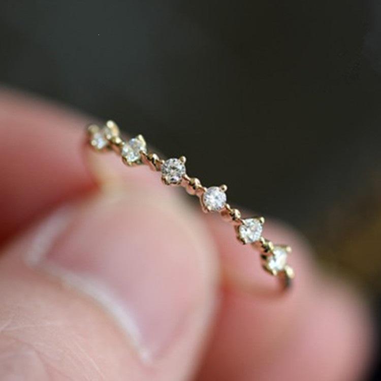 Japanese Style S925 Sterling Silver 14K Gold Plated Cubic Zirconia Ring - Elegant, Versatile, and Slim Design