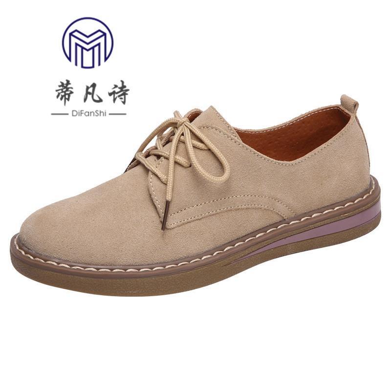 Podzimní malé kožené boty kožené ploché dno mělká ústa jednobotky ženy univerzální těhotné ženy matka ležérní boty