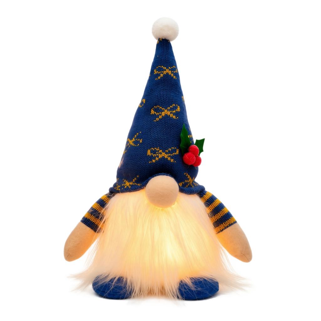 Glowing Multicolor Christmas Gnome Figurine with Faceless Design for Home Window Holiday Decor