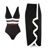 ins style simple black and white perspective mesh deep V one-piece swimsuit suit women, European and American sexy swimsuit new