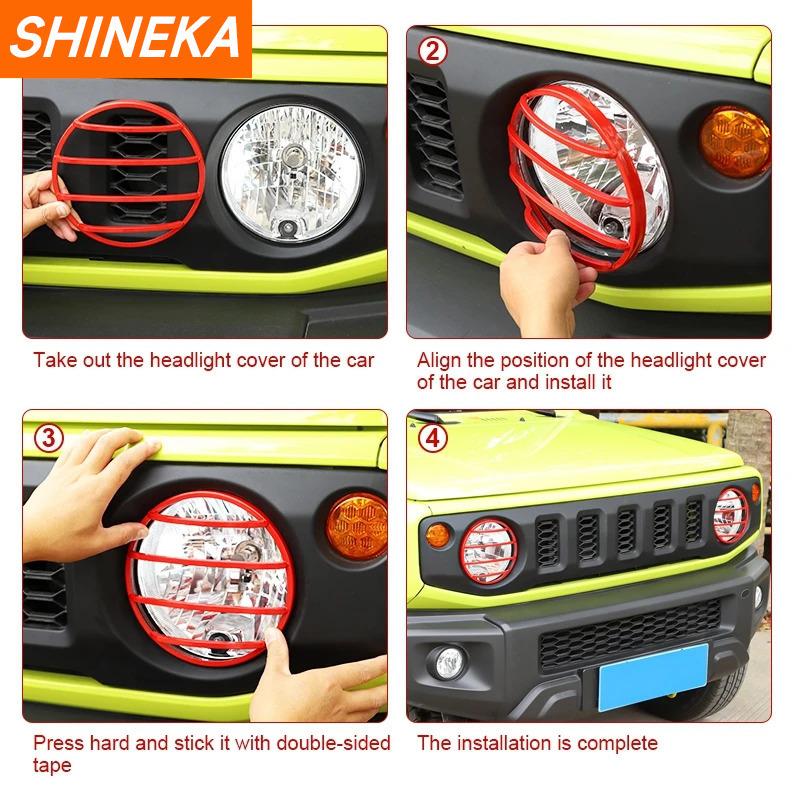 SHINEKA Lamp Hoods Car Front Headlight Lamp Decoration Cover for Suzuki Jimny 2019 2020 2021 2022 2023 Up Exterior Accessories