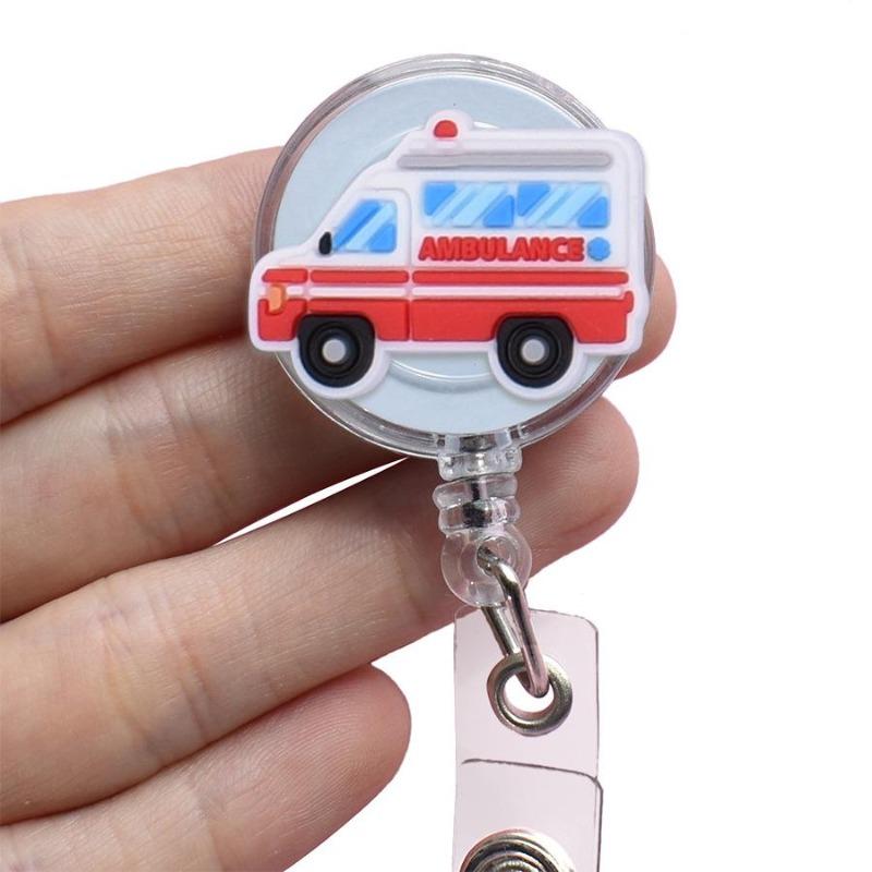 Fivela retrátil médica dos desenhos animados médico enfermeira licença de trabalho cordão criativo fácil de puxar fivela certificado marca nome