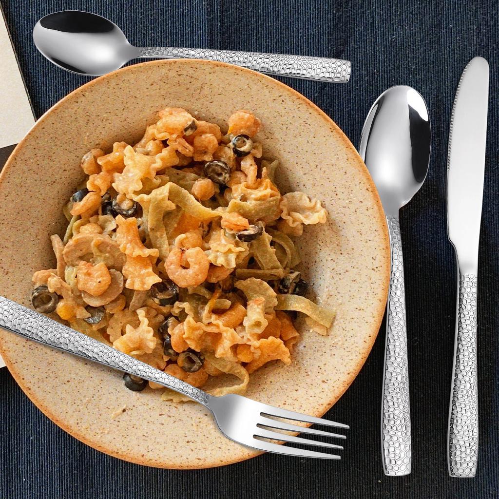 Nerezová Ocel Černá Kladívková Stolní Nůž Vidlička Lžíce Sada Západní Jídlo Dezert Denní Potřeby YSH-17-5KS