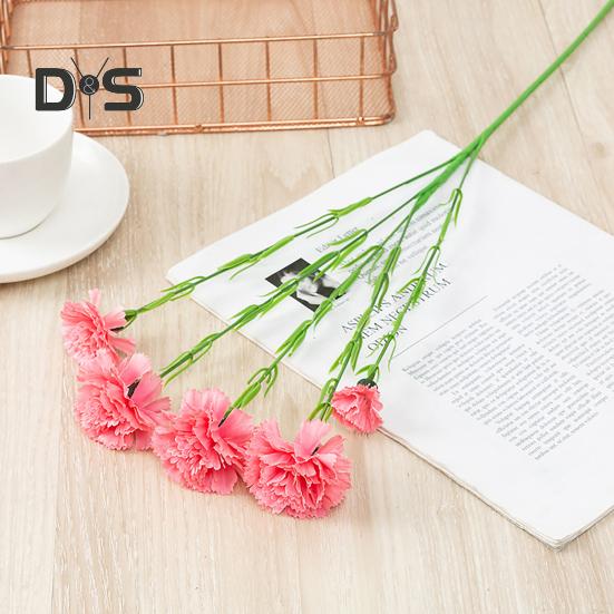 Artificial Flower 1 Branch Realistic Easy Care 5 Forked Beautiful Romantic Wedding Artificial Carnation Party Supplies