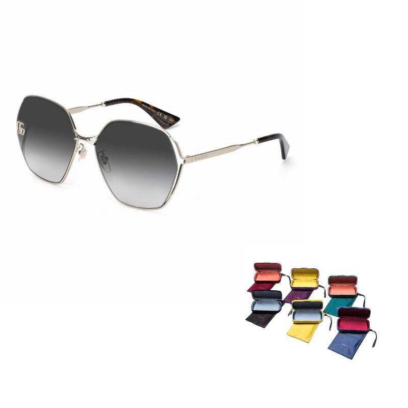 GUCCI Double G Logo Herringbone Round Frame Fashion Vintage Sunglasses Women's