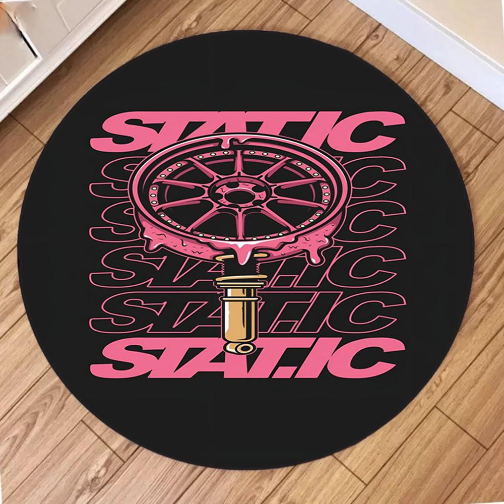 Fuuny Wheel Pattern Round Carpet Circle Floor Mat for Living Room Bedroom Decoration Non Slip Home Sofa Coffee Table Area Rugs