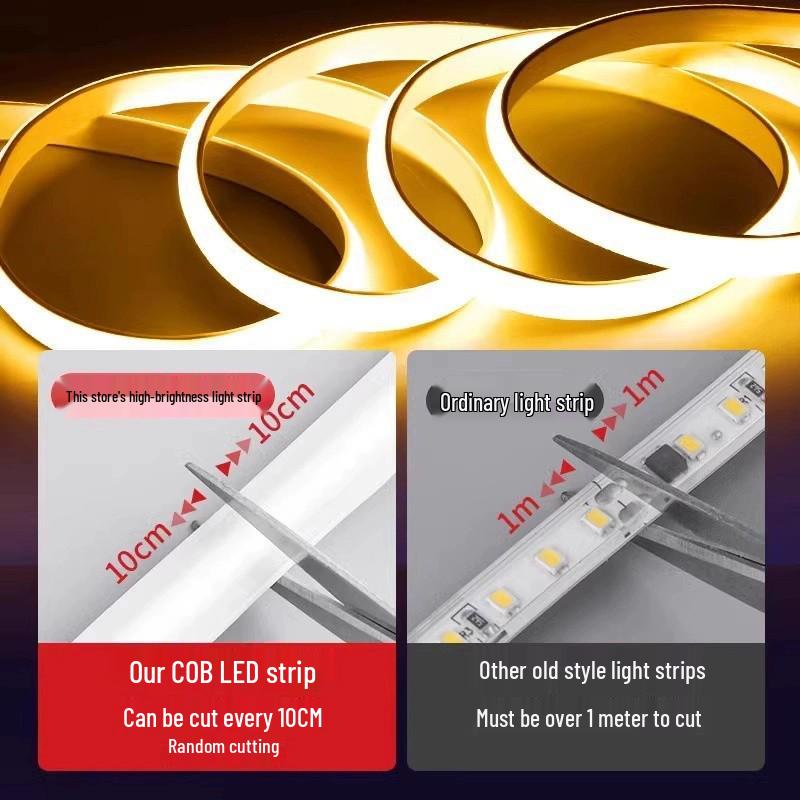 Ultra-Bright Self-Adhesive Waterproof COB LED Strip Light for Living Room, Bedroom, or Outdoor Ceiling.