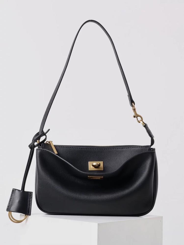 Spring  Luxury Brand Rodeo Women Shoulder Bags Fashion Black Leather Handbags Women Gold Buckle Underarm Bags Women