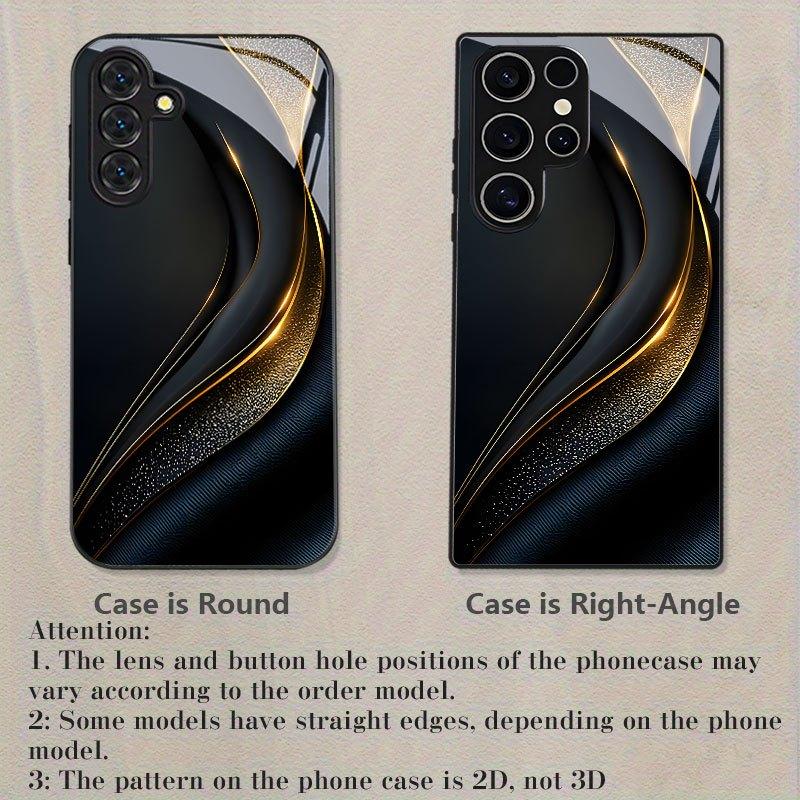 Coque de téléphone en verre noir motif ondulé doré profilée adaptée pour Samsung GalaxyS26 S25 S24 S22 S21 S20FE/Ultra/Plus anti-chute