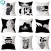 Black And White Art Pattern Polyester Throw Pillow Case Bedroom Hotel Car Decoration Cushion Cover For Home Sofa Seat Room Decor