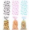 50pcs Opp Transparent Printed Dog Footprints Bags Plastic Thick Gift Wrapping Bags Cellophane Bag Opp Flat Pocket Bread Snack