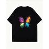 White T-Shirt With Colorful Butterfly Print For Casual Wear
