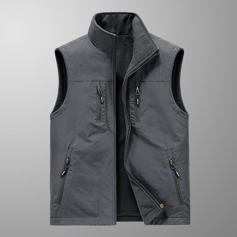 New Autumn and Winter Vest Men's Earthy Outdoor Leisure Middle-aged and Young Photography Fishing Vest Vest Horse Clip Sports Jacket Men