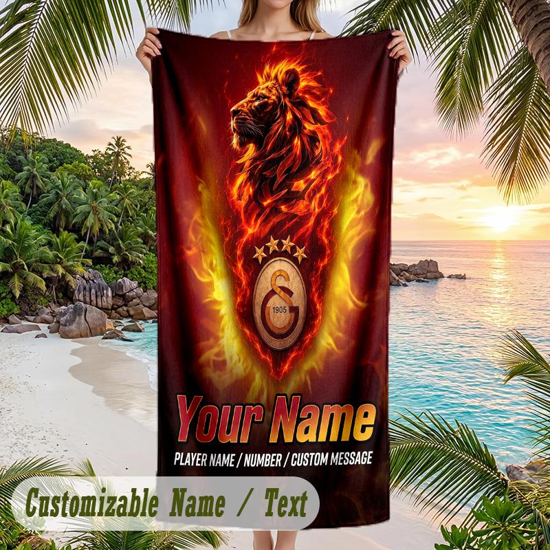 Beach Towel Galatasaray FC Print Custom Name Text Soft Towel for Swimming Pool